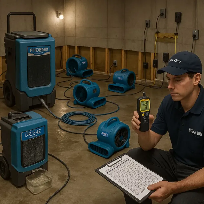 Structural Drying and Dehumidification process in Jasper, TX